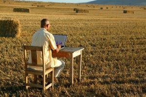 Man with Laptop outdoors